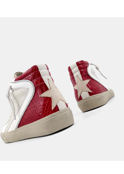 Shu Shop Rooney Dark Red Snake High Top Sneakers