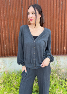 Lounge Love Grey Ultra Soft Long Sleeve Cardigan - LARGE