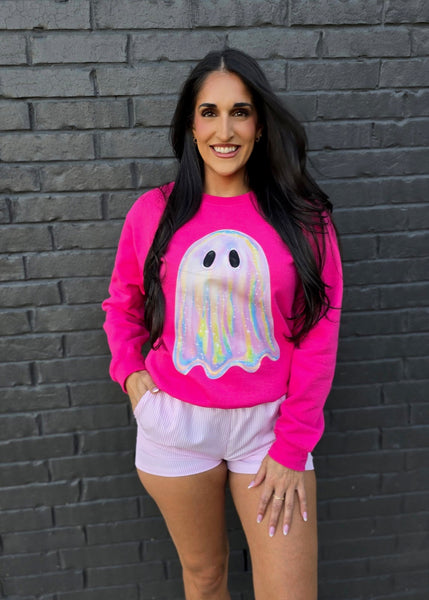 Shimmering Ghost Hot Pink Halloween Sweatshirt