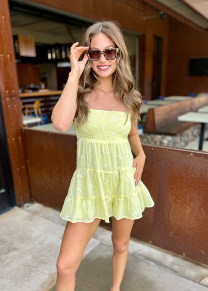 Lovely Sunset Yellow Romper Dress
