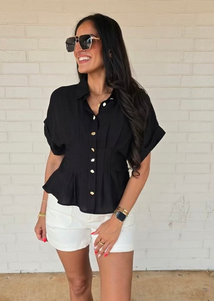Hidden Request Black Short Sleeve Top