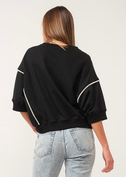 Whats Not To Like Pearl Detailed Black Sweatshirt