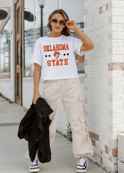 Oklahoma State Cowboys "To The Point" Cropped Tee