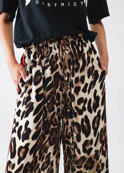 Wandering Eyes Leopard Pant With Red Side Stripe
