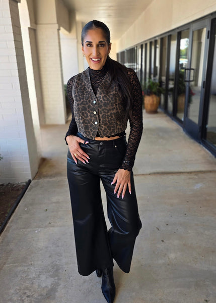 No Going Back Leopard Denim Vest