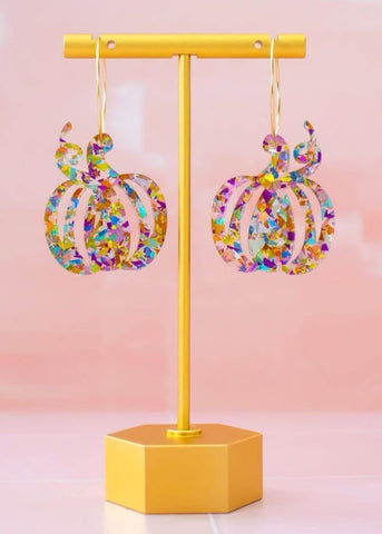 Glitter Pumpkin Earrings