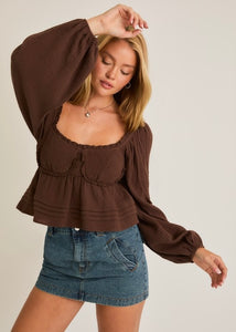 Angel From Heaven Brown Babydoll Top