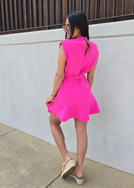 No Other Way Pink Mock Neck Mini Dress