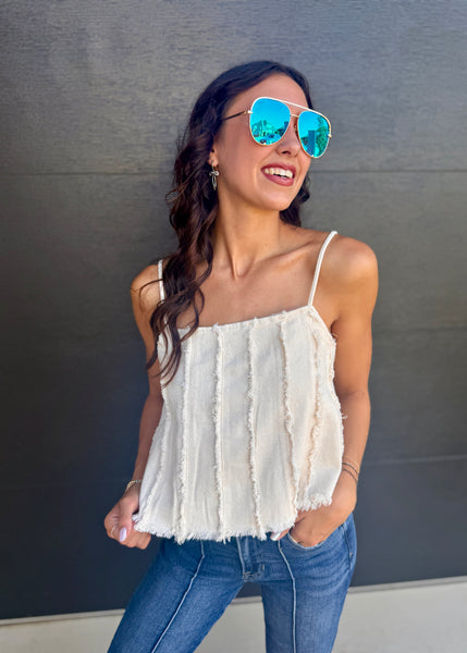 Sunday Breeze Oatmeal Denim Cami Top