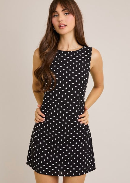 Gotta Love Me Black & White Polka Dot Mini Dress