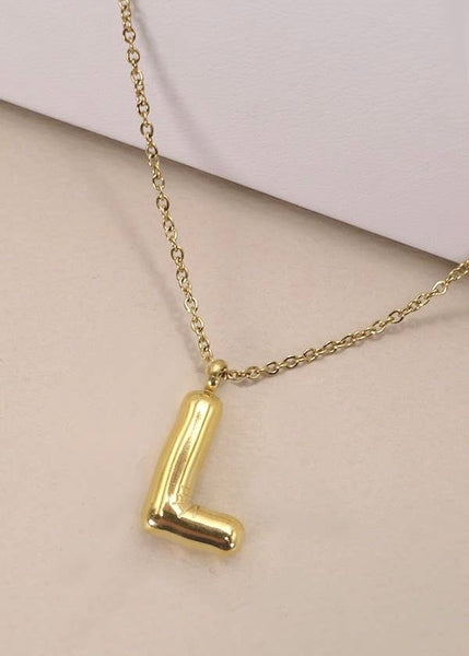 18K STAINLESS STEEL TARNISH FREE  INITIAL NECKLACE | L