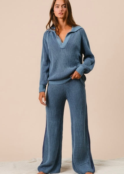 Striving Forward Navy Striped Sweater Pant & Top Set