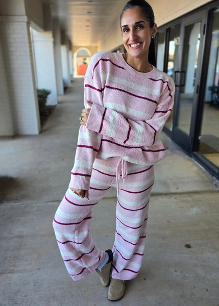 Cotton Candy Pink Plush 2 Pc Pant & Sweater Set