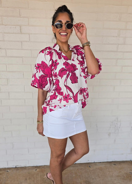 Here For A Purpose Pink Floral Print Top