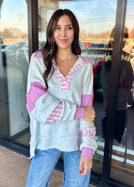 Friendly Fun Color Block French Terry Pullover