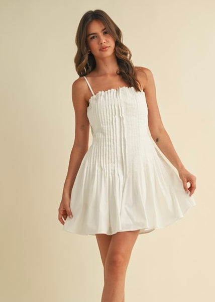 Focus On Me White Pleated Mini Dress