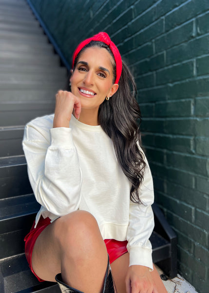 Just Another Day Side Slit Cropped Sweatshirt