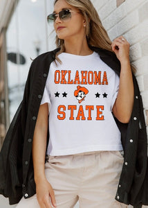 Oklahoma State Cowboys "To The Point" Cropped Tee