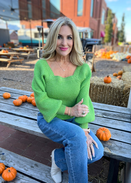 Deserve To Be Driven Green Knit Sweater