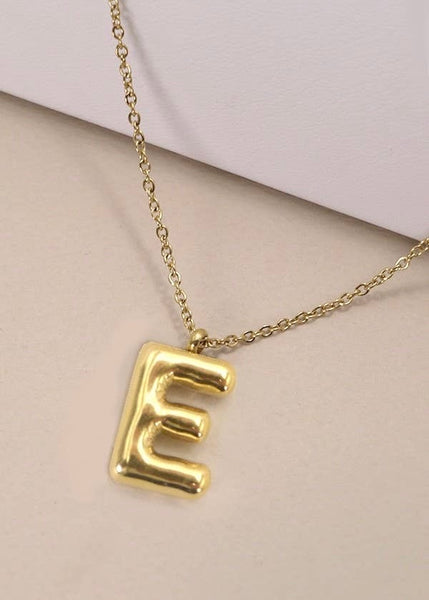 18K STAINLESS STEEL TARNISH FREE  INITIAL NECKLACE | E