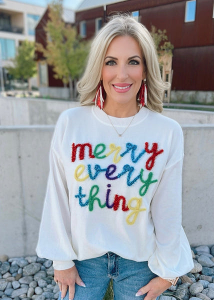 "Merry Everything" Ivory Sweater