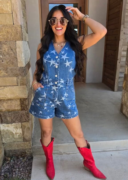 Seeing Stars Denim Romper