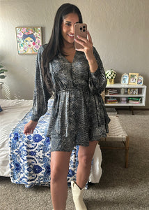 Wild In Love Grey/Teal Leopard Dress