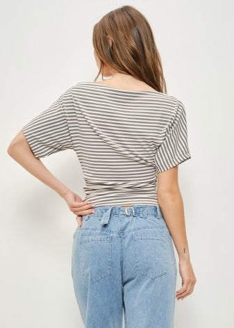 Living Laidback Striped Off Shoulder Top