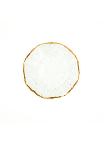 Austria Glass Trinket Dish   Clear/Gold   5x.75x5