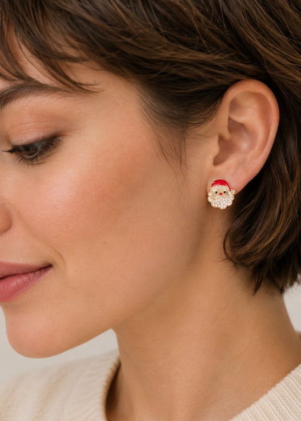Pearl Santa Claus Stud Earrings