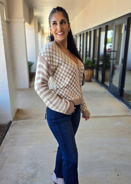 Sweet As Sugar Taupe/Cream Cardigan
