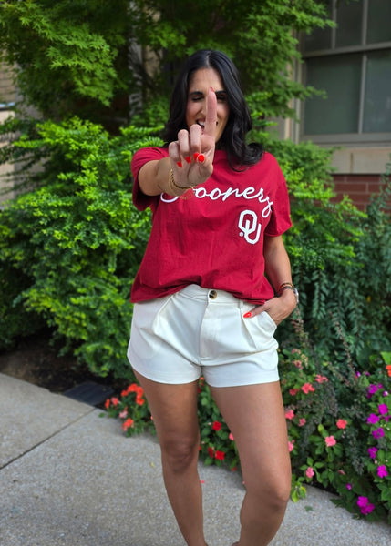OU Sooners Chainstitch Crimson Stadium Tee