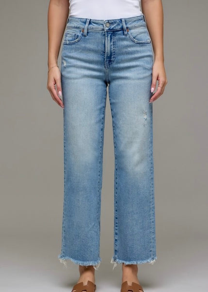 Ally Light Wash Cropped Classic Straight Jean