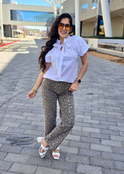 Not Waiting White Collared Tie Top