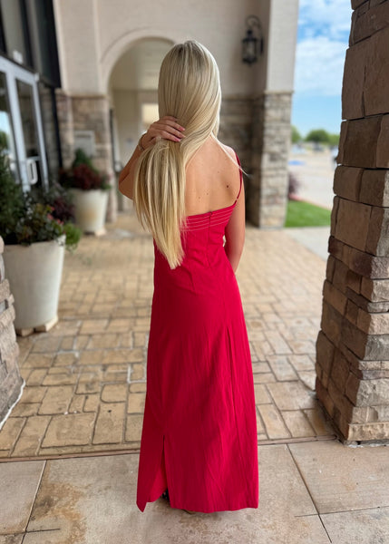 Going For The Win Red Maxi Dress