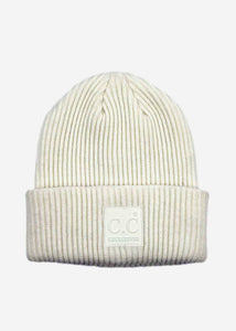 CC Solid Ribbed Knit Ivory Beanie
