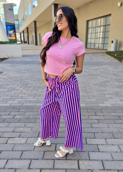 More Passion Blue/Pink Striped Pants