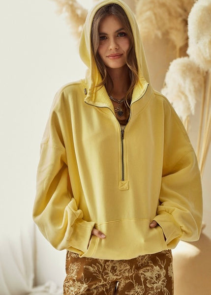 All Is Bright Yellow Half Zip Hoodie