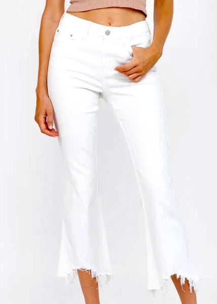 Landry White Cropped Flare Denim Jeans