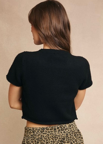 Time To Change Black Short Sleeve Sweater Top