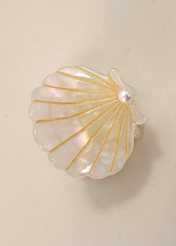 Seashell White Hair Claw Clips