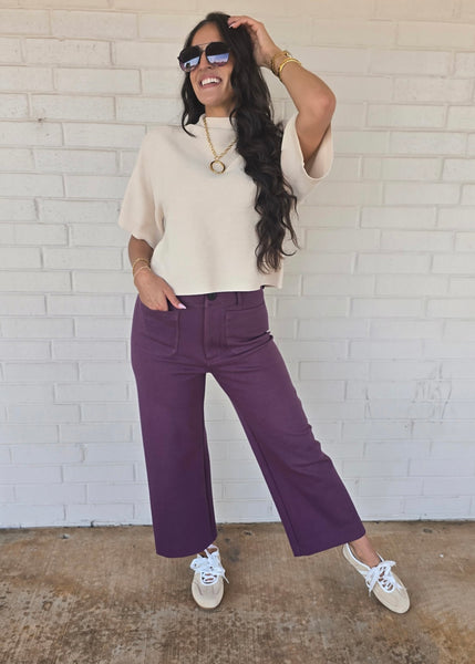 No Bother Cream Ribbed Mock Neck Sweater Top