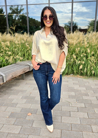 Shining Star Pearl Shimmer Collared Top