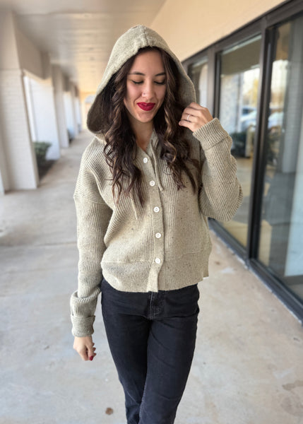 Learning About You Olive Hooded Cardigan