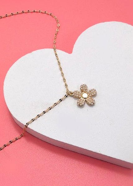 Pearl Flower Charm Necklace