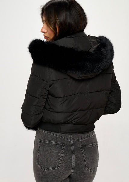 Snow Bunny Ready Black Quilted Puffer Coat