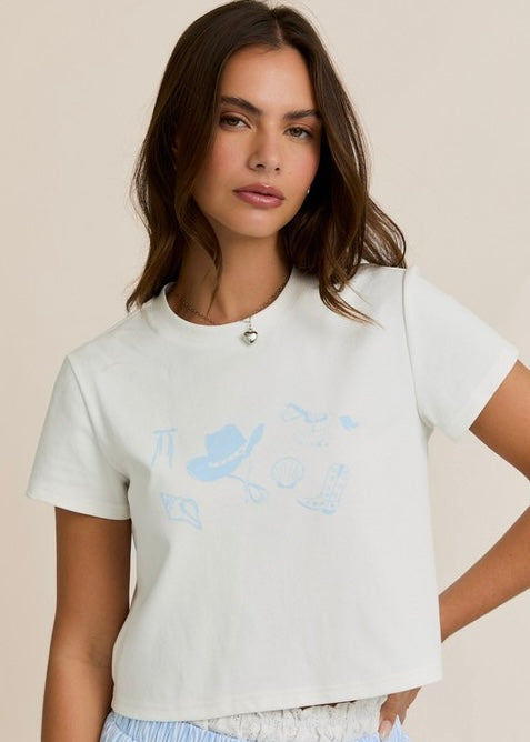 Cowgirl Graphic Short Sleeve Round Neck Baby Tee