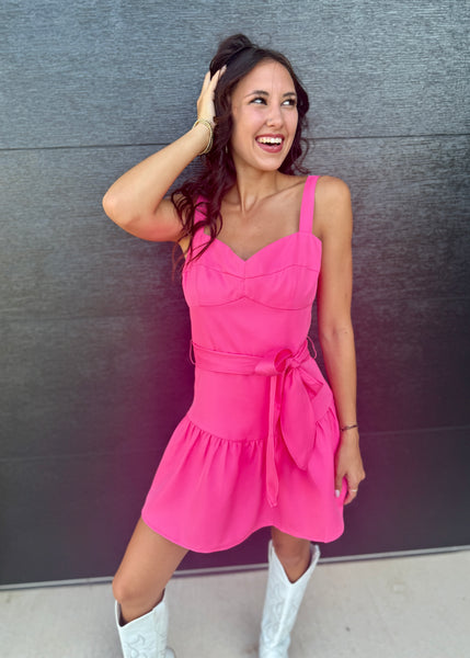 Beauty & Grace Pink Ruffle Tiered Mini Dress