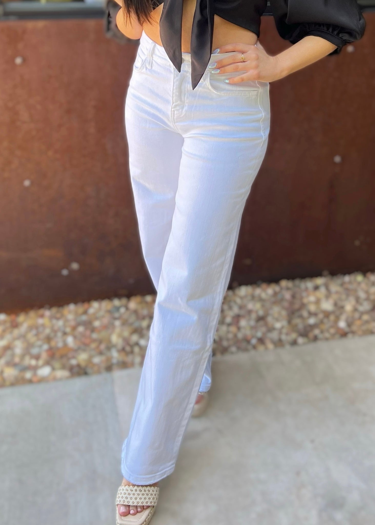 Landry White High Rise Wide Leg Denim