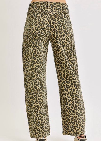 Jungle Love Leopard Print Barrel Jeans
